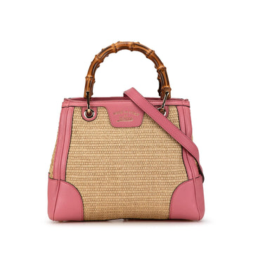 Gucci Small Raffia Bamboo Shopper Tote (SHG-705pfP)