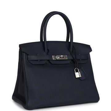 Hermes Birkin 30 Bleu Nuit Verso Clemence Palladium Hardware