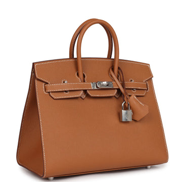 Hermes Birkin Sellier 25 Gold Epsom Palladium Hardware