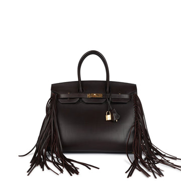 Hermes Anate Birkin 35 Chocolat Evergrain Gold Hardware