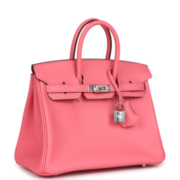 Hermes Birkin 25 Rose Azalee Swift Palladium Hardware