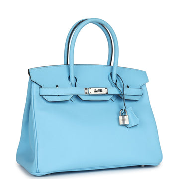 Hermes Birkin 30 Celeste Epsom Palladium Hardware