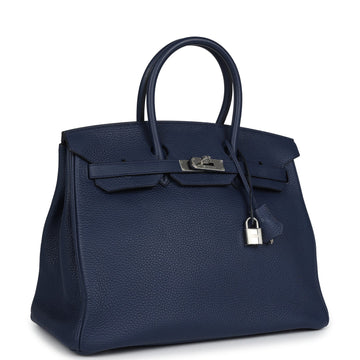 Hermes Birkin 35 Bleu De Malte Verso Togo Palladium Hardware
