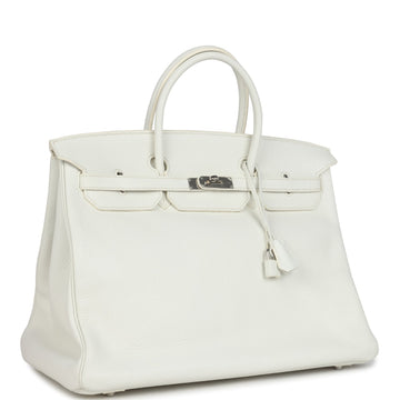 Hermes Birkin 40 White Clemence Palladium Hardware