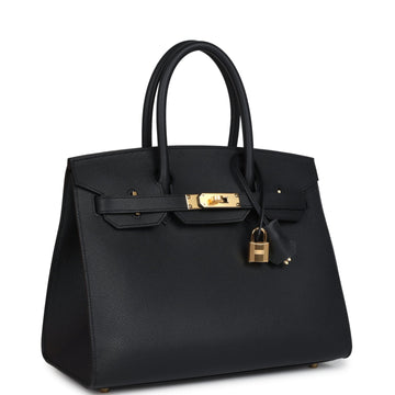 Hermes Birkin Sellier 30 Black Epsom Gold Hardware