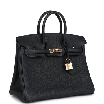 Hermes Birkin 25 Black Togo Rose Gold Hardware