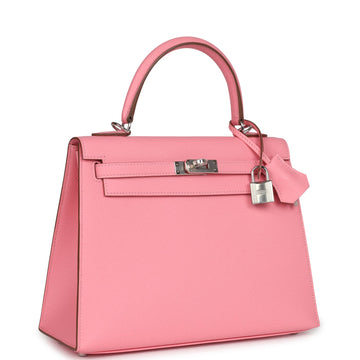 Hermes Kelly Sellier 25 Rose Confetti Epsom Palladium Hardware