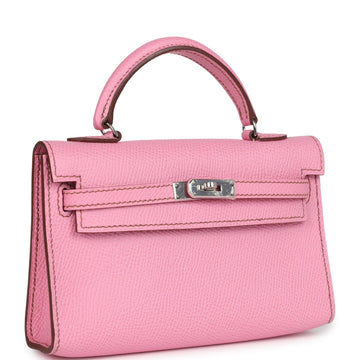 New Hermes Micro Kelly 15 Bubblegum Epsom Palladium Hardware