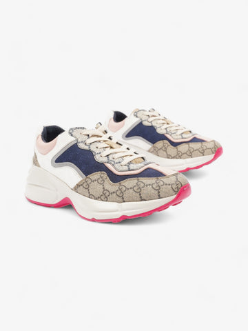 Gucci EC Rhyton Beige / White / Pink Canvas EU 37.5 UK 4.5