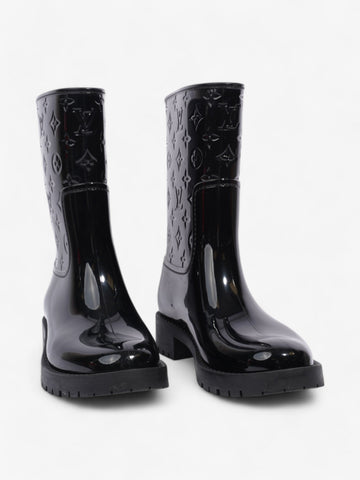 Louis Vuitton Drops Flat Half Boots Black Rubber EU 38 UK 5