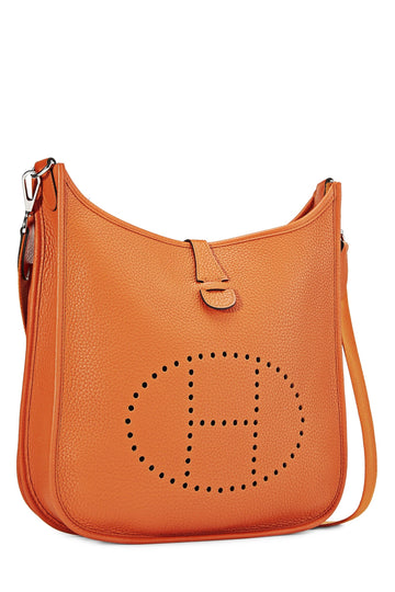 HERME?S EVELYNE III PM CLEMENCE SHOULDER BAG IN ORANGE