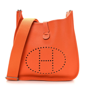 HERMÈS Orange Clemence Leather Evelyne III GM Bag