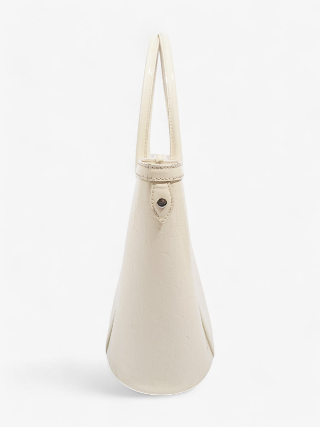Christian Dior Tote Bag Off White Patent Leather