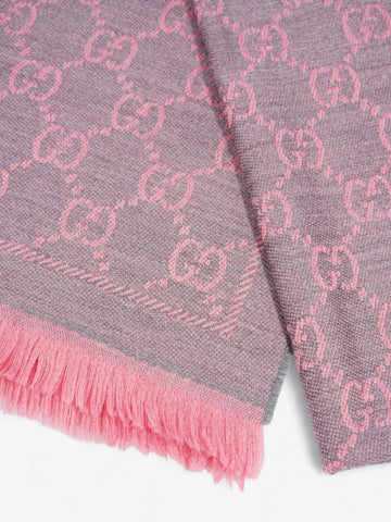 Gucci Jacquard EC Supreme Scarf Grey / Pink Wood 48cm x 180cm