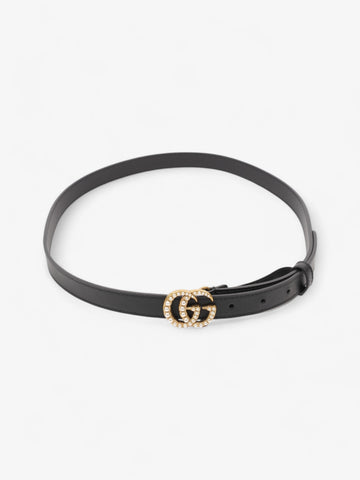 Gucci EC Marmont Thin Pearl Belt Black / Gold / Pearl Leather 90cm / 36"