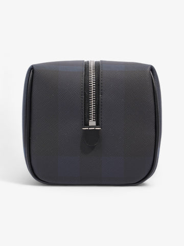 Burberry Wash Bag Dark Charcoal Blue  Coated Canvas