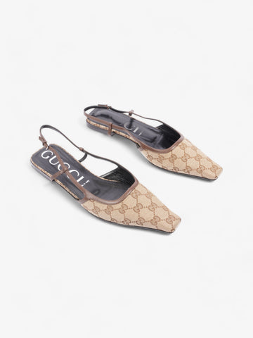 Gucci EC Slingback Pumps Beige  / Brown Canvas EU 41 UK 8.5
