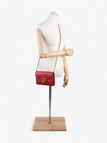 Gucci CS Marmont Chain Wallet Red Calfskin Leather 58