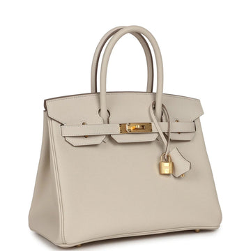HERME?S BIRKIN 35 CRAIE EPSOM LEATHER GOLD HARDWARE HANDBAG