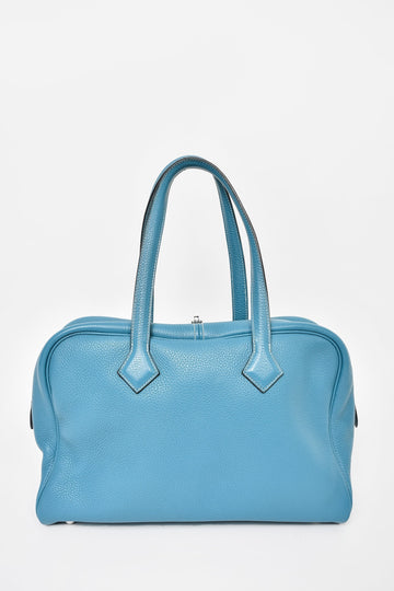 Hermès 2013 Blue Clemence Leather Victoria II Bag