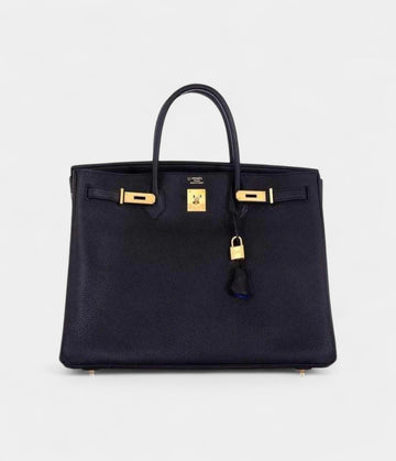 Hermès Birkin 40 Black With Bleu Electric Interior Togo Gold Hardware