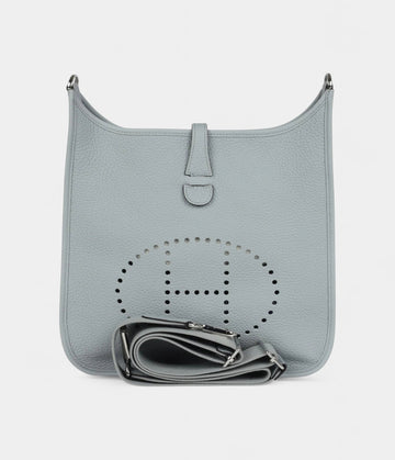 Hermès Evelyne III PM Bleu Glacier Clemence Palladium Hardware