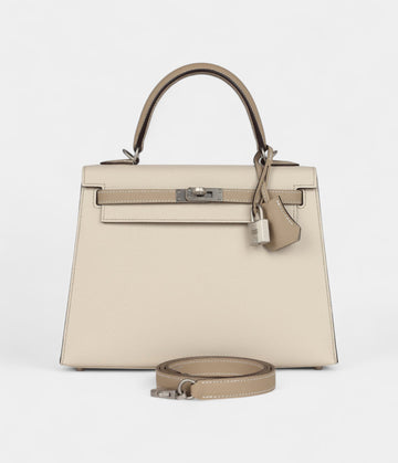 Hermes Kelly 25 Craie and Trench Epsom Brushed Palladium Hardware