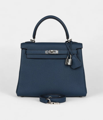 Hermes Kelly 25 Prussian Blue Togo Palladium Hardware