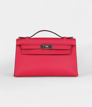 Hermès Kelly Pochette Rose Extreme Swift Palladium Hardware