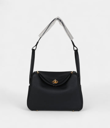 Hermès Lindy 26 Black Clemence Gold Hardware