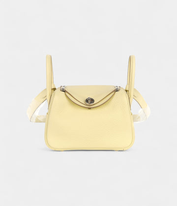 Hermès Mini Lindy Verso Yellow Milton Pearl Grey Clemence Palladium Hardware