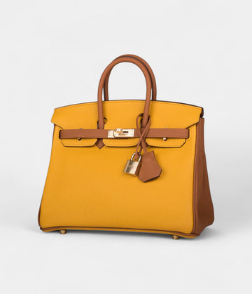 Hermès Birkin 25 Jaune Ambre and Gold Togo Permabrass Hardware