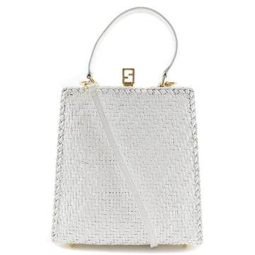 FENDI Handbag leather White Women Used