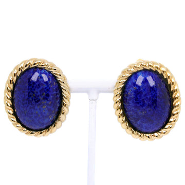 Christian Dior Earring Plated Gold Blue vintage Women Used