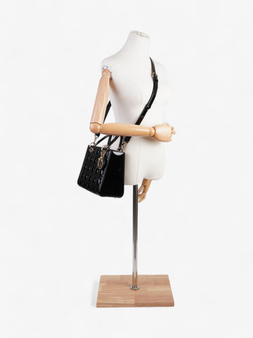 Christian Dior Lady Dior Black Patent Leather Medium