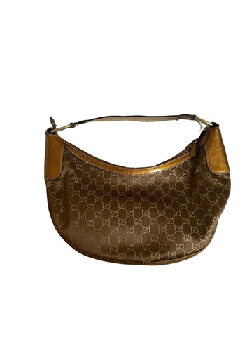 Gucci EC Dark Brown Jacquard & Patent Leather Handbag
