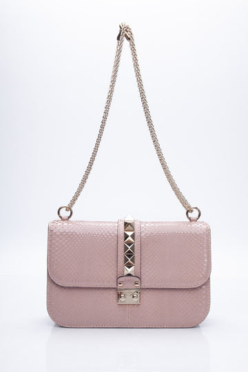 VALENTINO Pink Python Glam Lock Bag