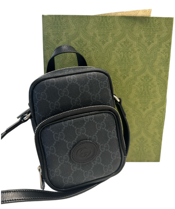 GUCCI - Black GG Supreme Mini Interlocking G Crossbody Bag