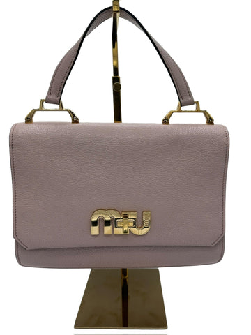 MIU MIU - Madras Handbag Light Pink Leather
