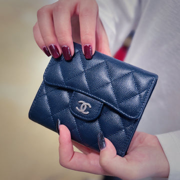 Chanel Classic Timeless Calfskin Wallet Navy TWS