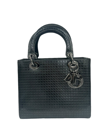 DIOR - Medium Silver Patent Lady Dior