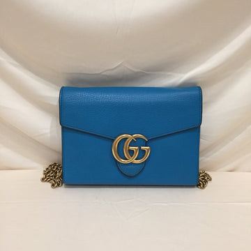 Gucci Blue Leather Wallet On Chain Crossbody Bag Sku# 71956