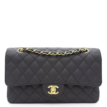 Chanel Black Quilted Caviar Leather Classic Double Flap Bag