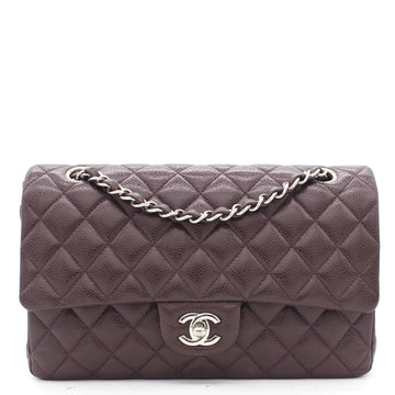 Chanel Burgundy Quilted Caviar Leather Classic Double Flap Bag