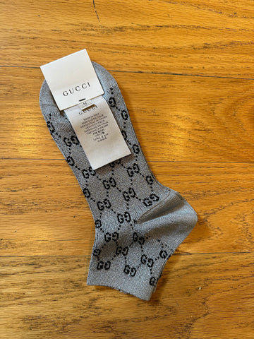Gucci Ankle Socks in Gray Lamé Interlocking CS Black