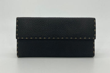 FENDI Dark Brown Selleria Leather Continental Wallet