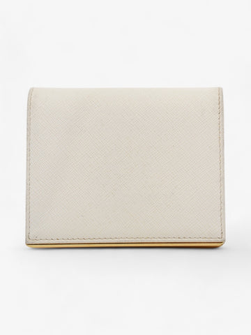 Prada Bifold Wallet White / Gold Saffiano Leather