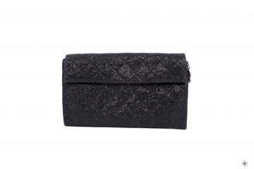Chanel Quilted Lurex Fabric With Woven Chain And CC Logo  Black  Fabric Shoulder Bags Bkhw