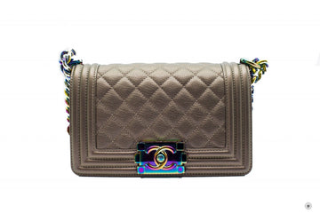 Chanel A Y Boy Iridescent  Bronze / B Calfskin Small  Shoulder Bags