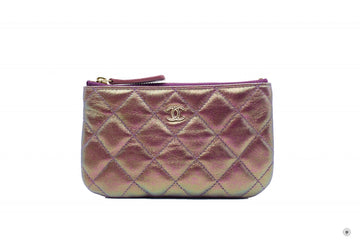 Chanel A CC Logo Iridescent Purple Lambskin Coin Purse